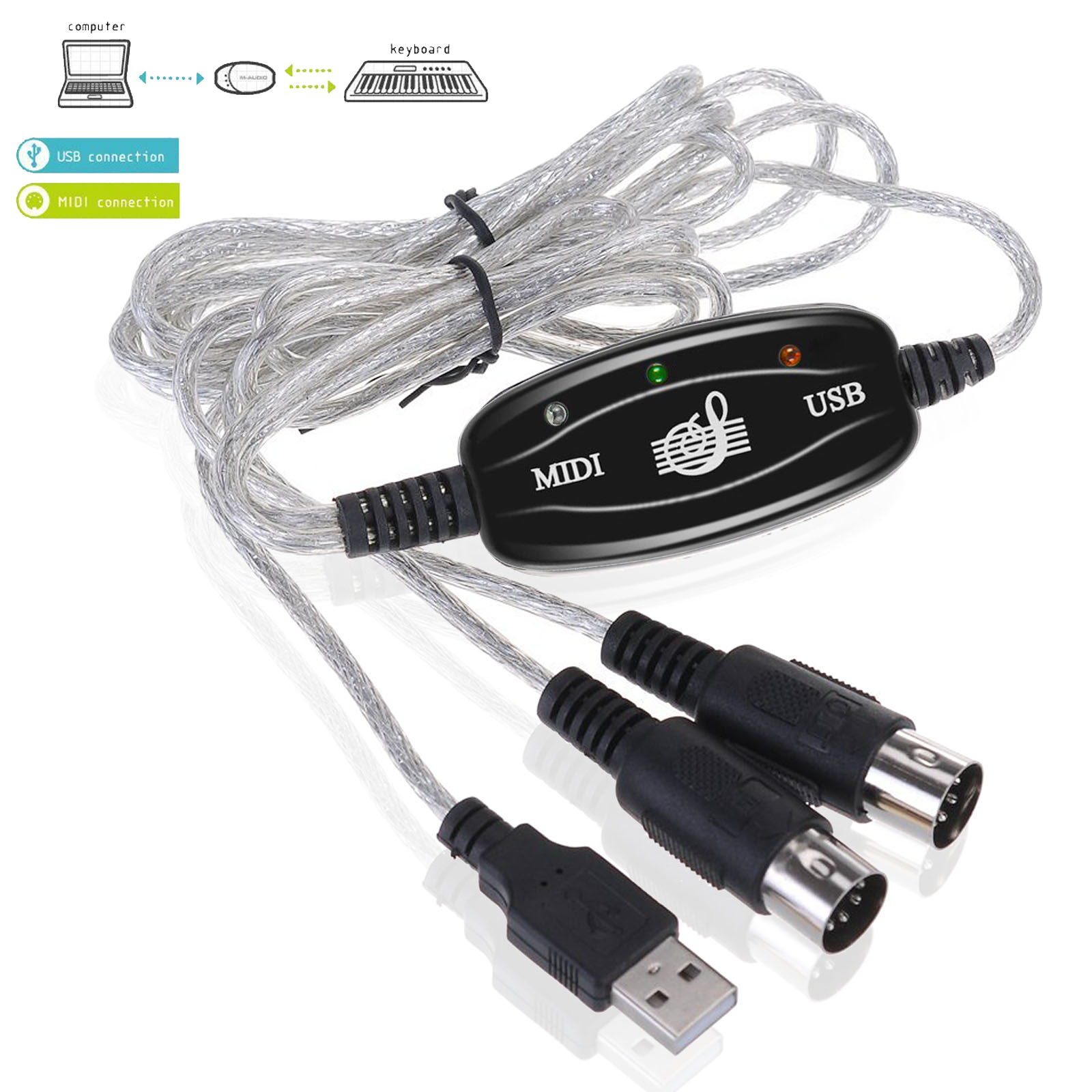 Midi to usb interface cable